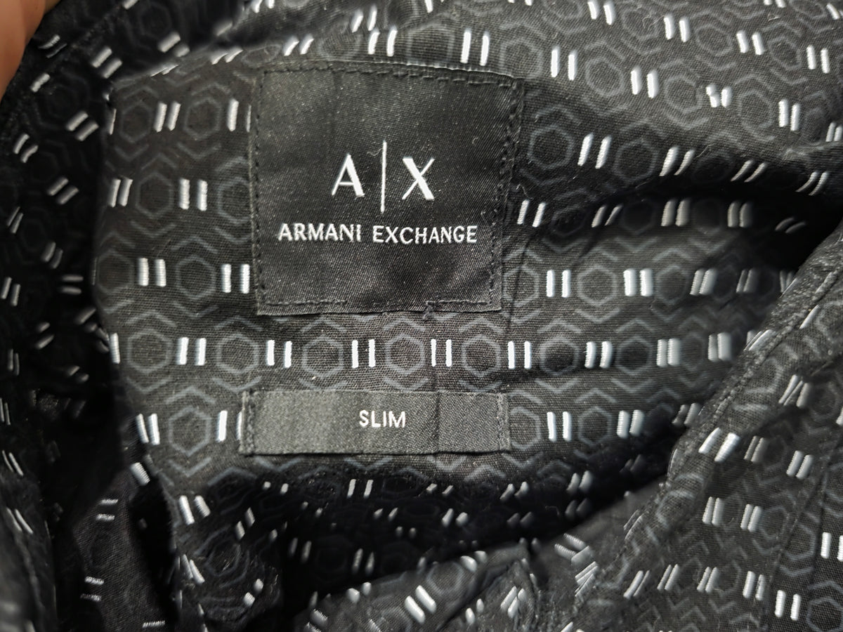 Camisa Armani Exchange Xgrande Xl Slim Negro Manga Corta (Usado)