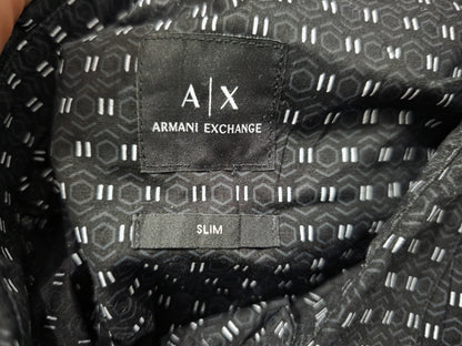Camisa Armani Exchange Xgrande Xl Slim Negro Manga Corta (Usado)