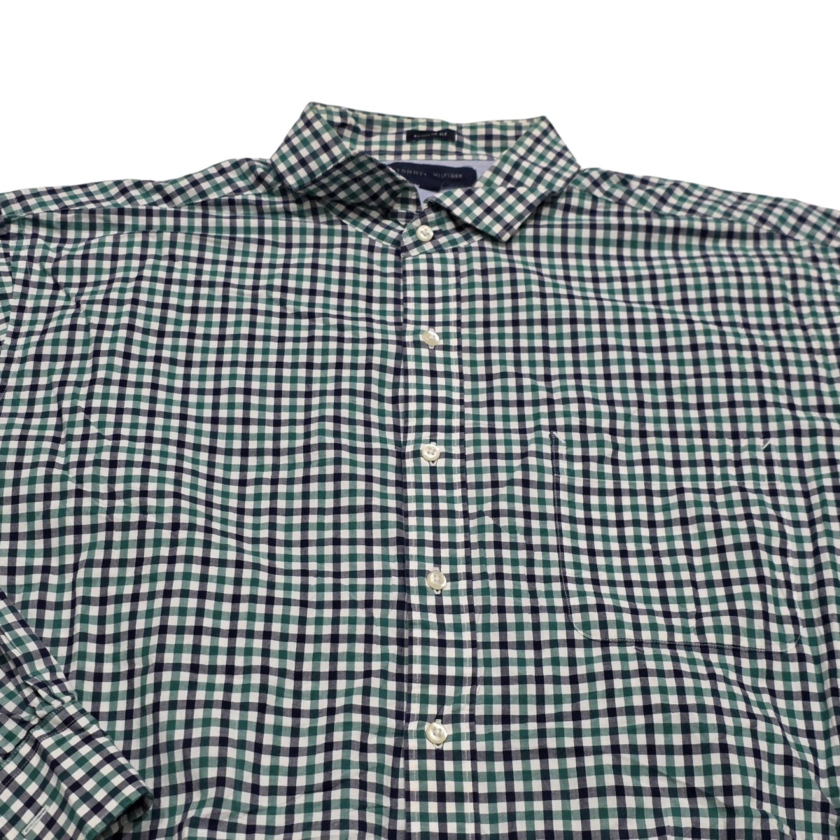 Camisa Tommy Hilfiger Xgrand Regular Fit Cuadro Azul Y Verde (Usado)