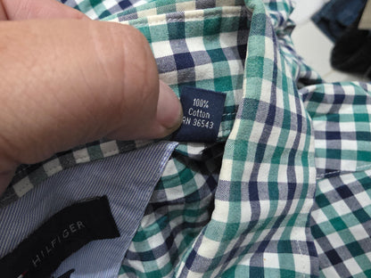 Camisa Tommy Hilfiger Xgrand Regular Fit Cuadro Azul Y Verde (Usado)