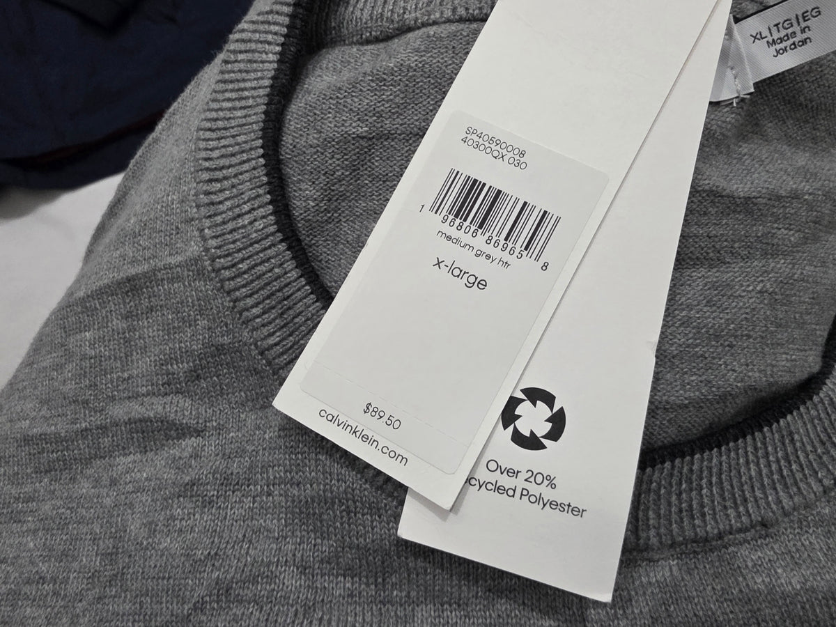 Sueter Calvin Klein Xgrande Xl Delgado Gris (NUEVO)