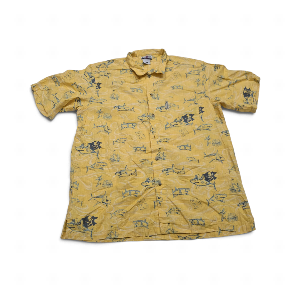 Camisa Columbia 2xl Amarillo Peces Manga Corta (Usado)