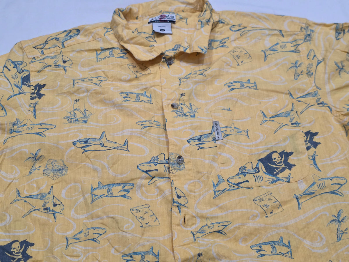 Camisa Columbia 2xl Amarillo Peces Manga Corta (Usado)