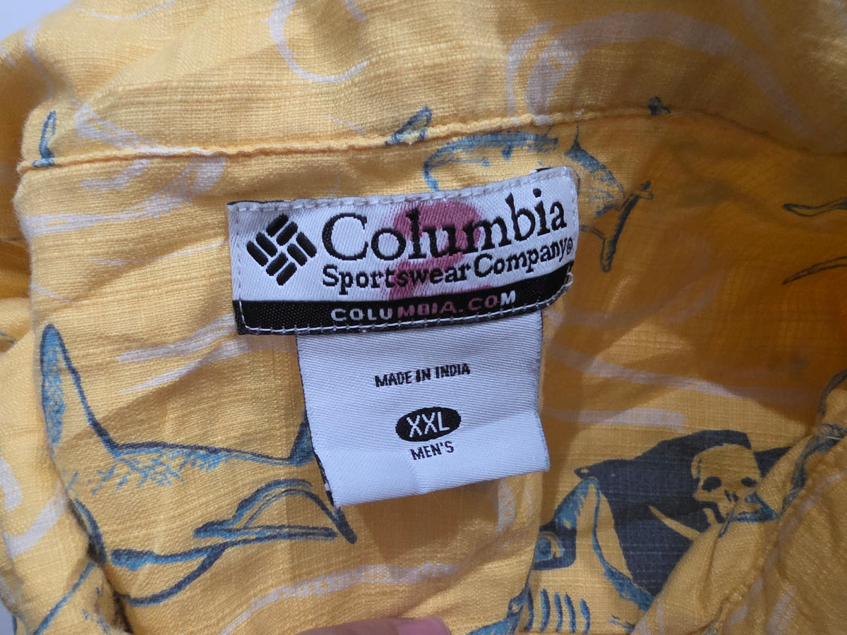 Camisa Columbia 2xl Amarillo Peces Manga Corta (Usado)