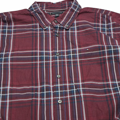 Camisa Tommy Hilfiger 2xl Regular Fit Stretch Cuadro Vino (Usado)