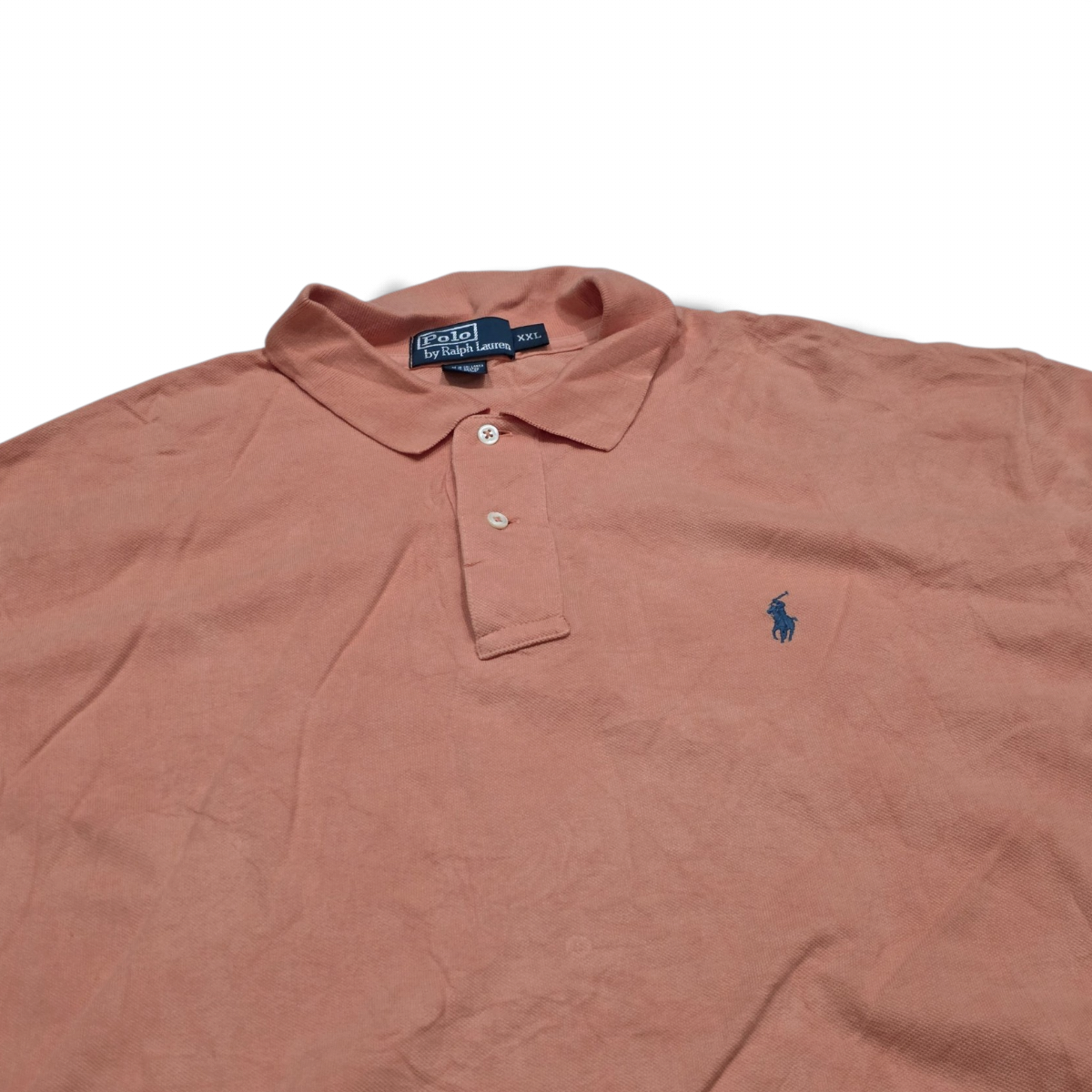 Playera Ralph Lauren 2xl Polo Naranja Pony Azul (Usado)