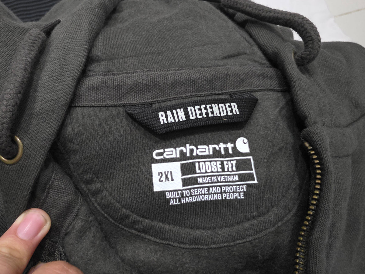 Sudadera Carhartt 2xl Loose Fit Gris Deslavado Toque Verde (Usado)