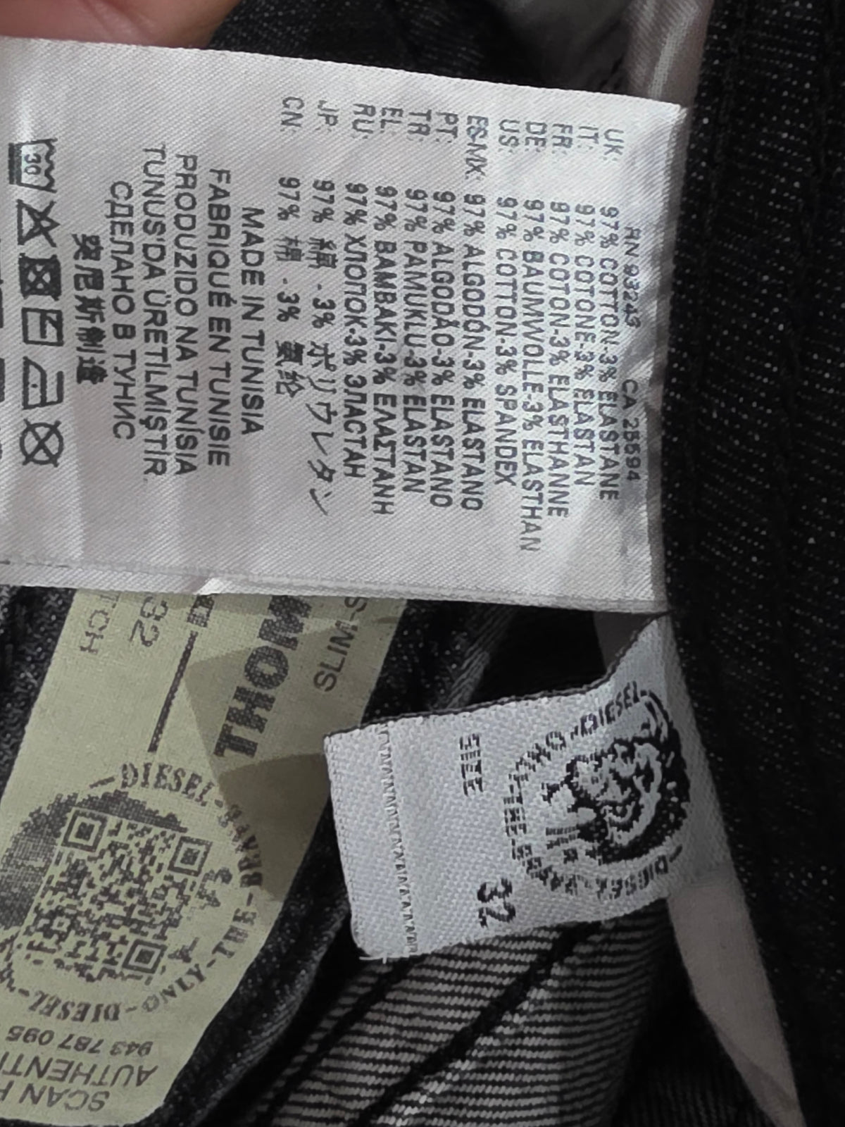 Pantalon Diesel 32x32 Slim Skinny Thommer-x Negro (Usado)