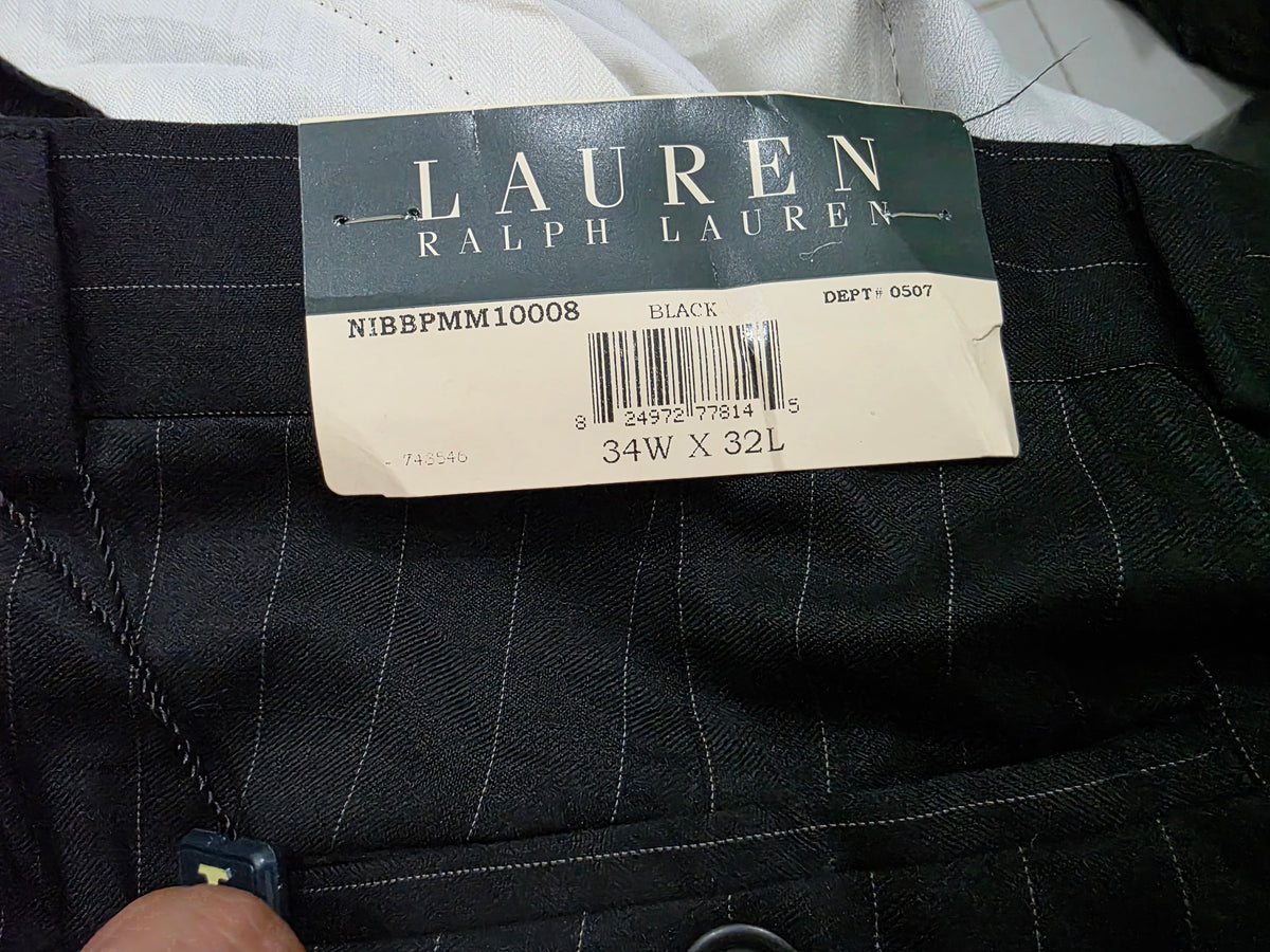Pantalon Ralph Lauren Vestir 34x32 Negro Lineas (NUEVO)