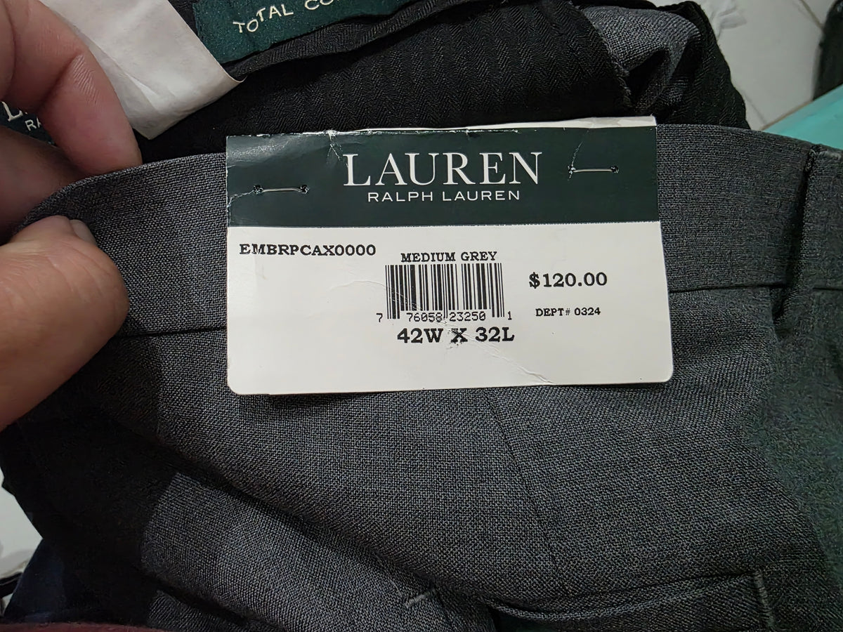 Pantalon Ralph Lauren 42x32 Total Comfort Gris Recto Vestir (Nuevo)