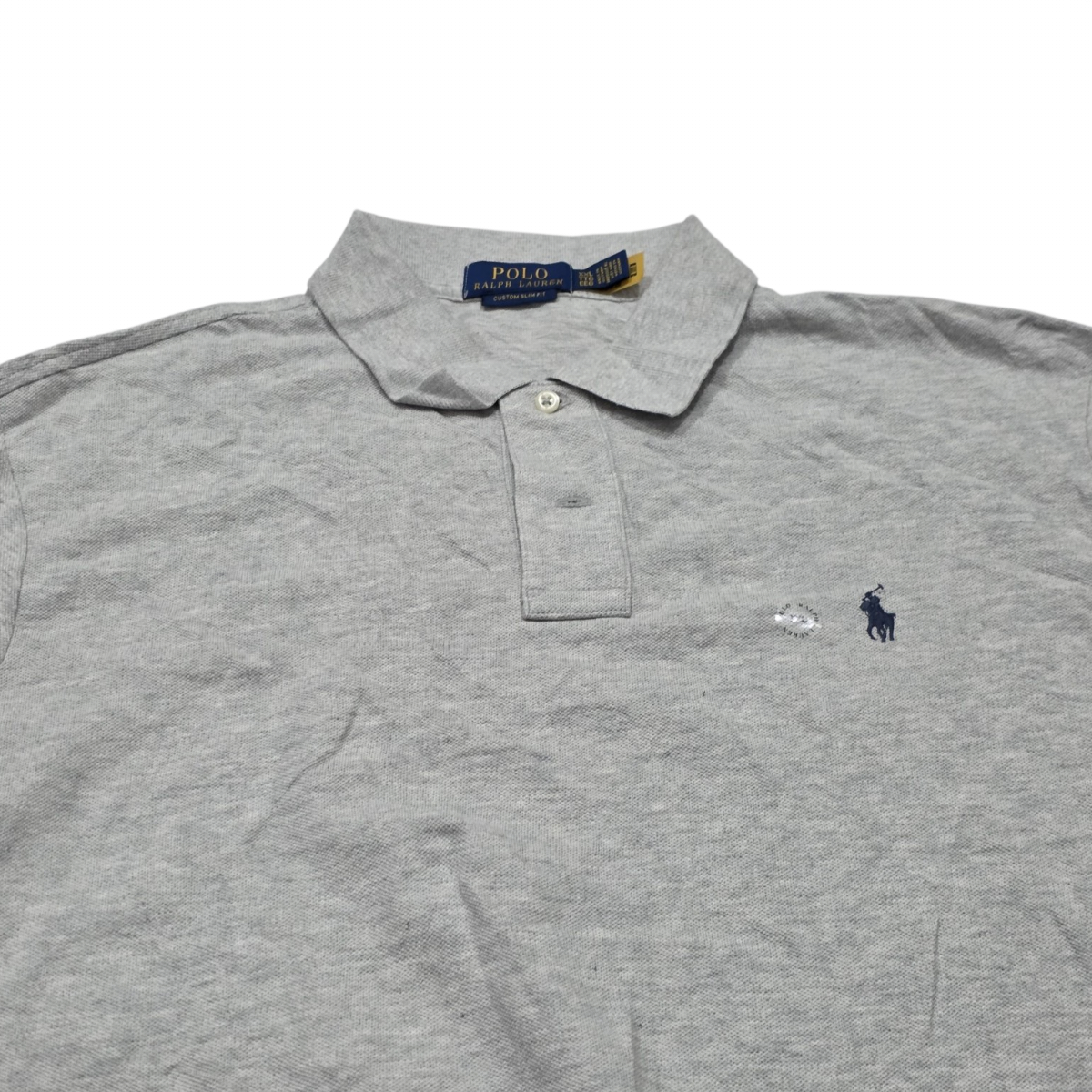Playera Polo Ralph Lauren 2xl Custom Slimfit Gris Pony Azul (NUEVO)
