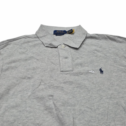 Playera Polo Ralph Lauren 2xl Custom Slimfit Gris Pony Azul (NUEVO)
