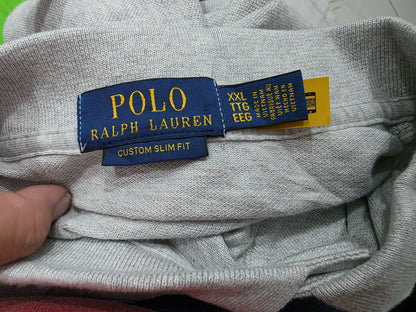 Playera Polo Ralph Lauren 2xl Custom Slimfit Gris Pony Azul (NUEVO)