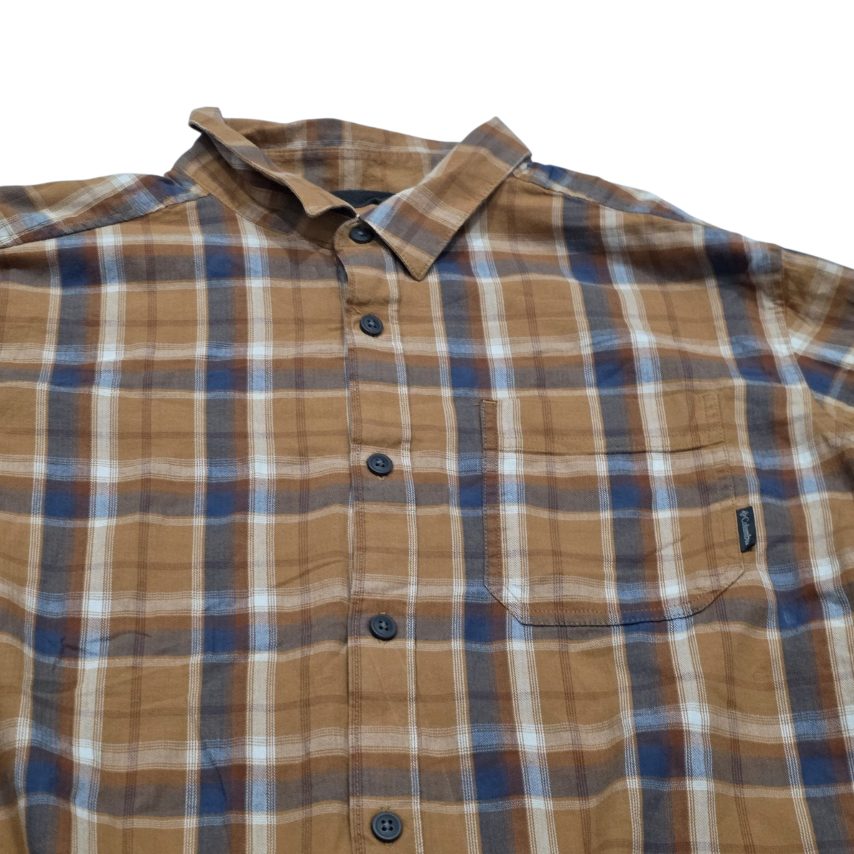 Camisa Columbia Grande L Cuadro Naranja Y Cafe (Usado)