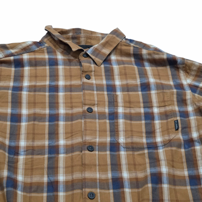 Camisa Columbia Grande L Cuadro Naranja Y Cafe (Usado)