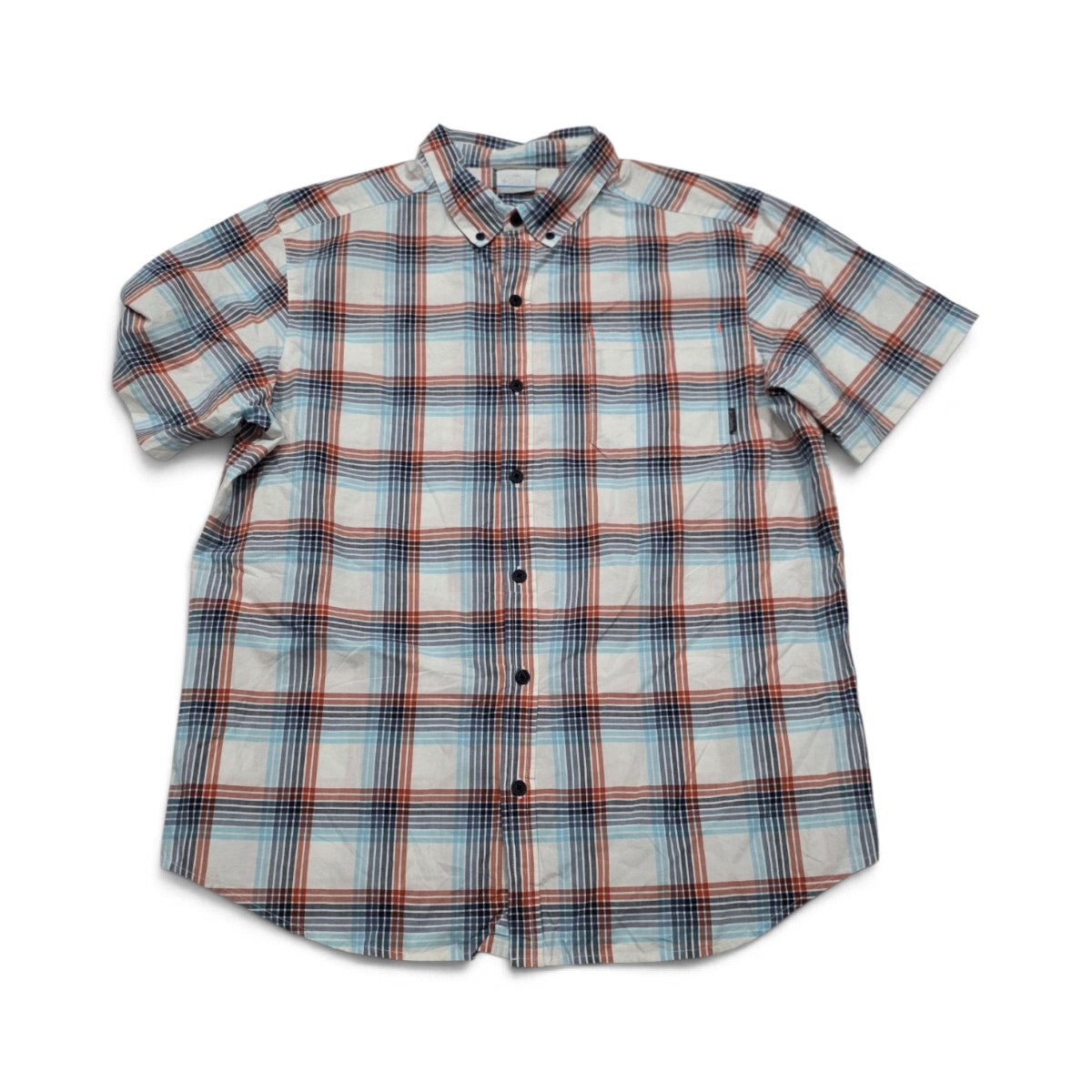 Camisa Manga Corta Columbia Grande L Cuadro Blanco, Naranja (Usado)