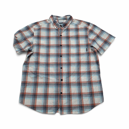 Camisa Manga Corta Columbia Grande L Cuadro Blanco, Naranja (Usado)