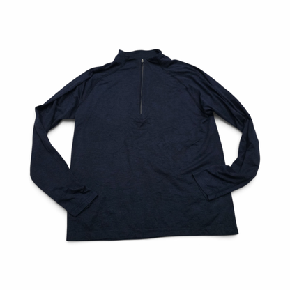 Playera Manga Larga Lululemon Cierre Corto Grande L Azul (Usado)