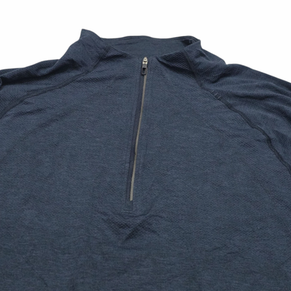 Playera Manga Larga Lululemon Cierre Corto Grande L Azul (Usado)