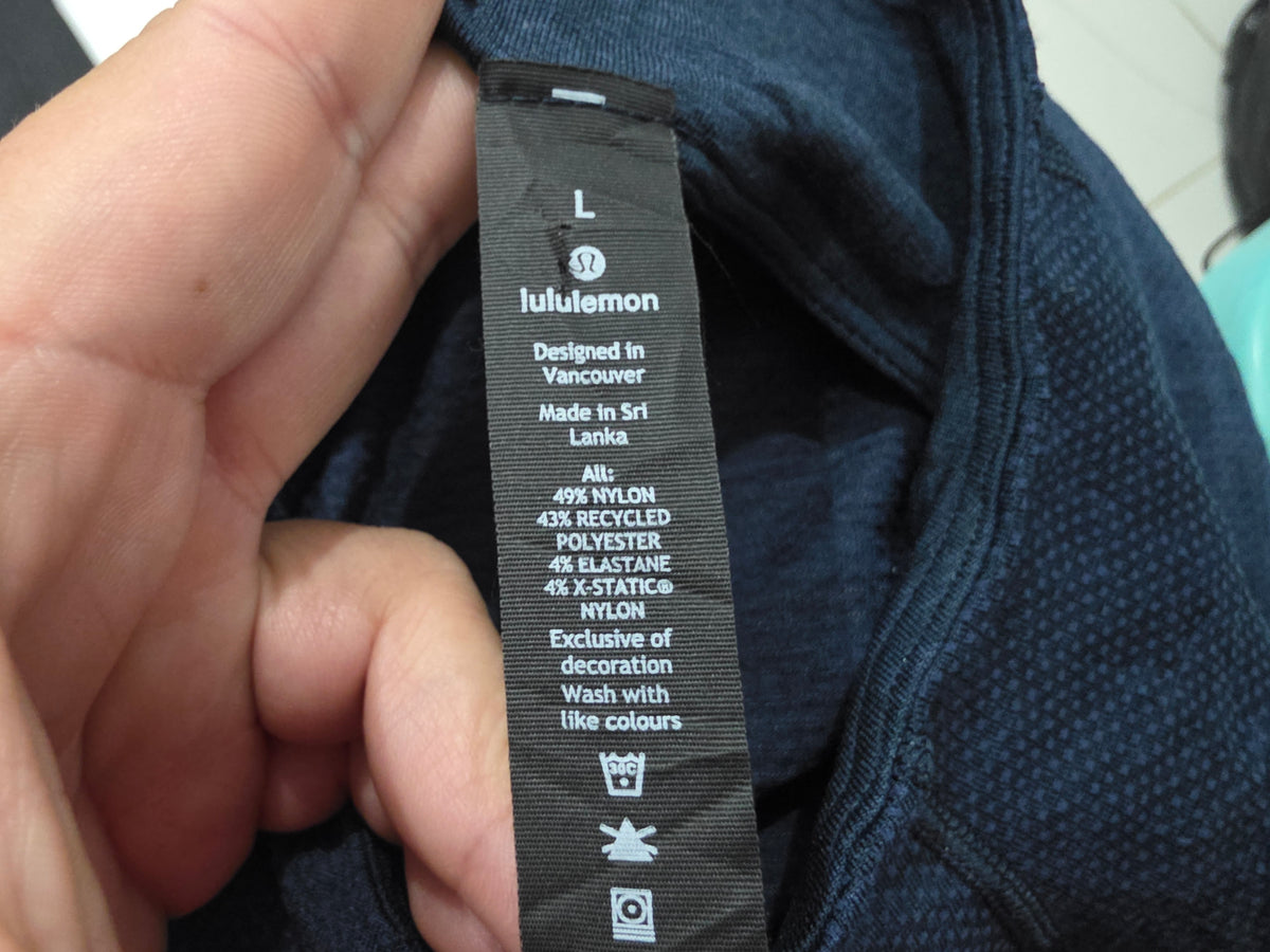 Playera Manga Larga Lululemon Cierre Corto Grande L Azul (Usado)