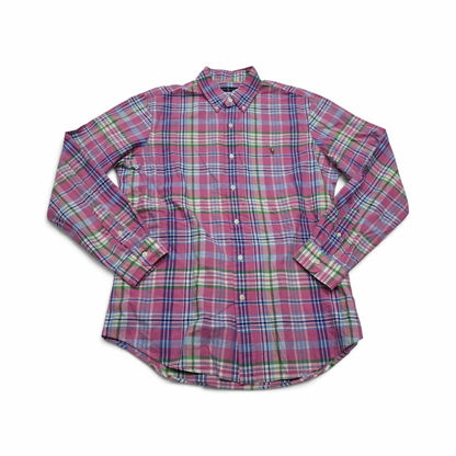 Camisa Ralph Lauren Grande L Rosa, Azul Y Verde Cuadros (Usado)