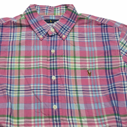 Camisa Ralph Lauren Grande L Rosa, Azul Y Verde Cuadros (Usado)