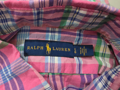 Camisa Ralph Lauren Grande L Rosa, Azul Y Verde Cuadros (Usado)