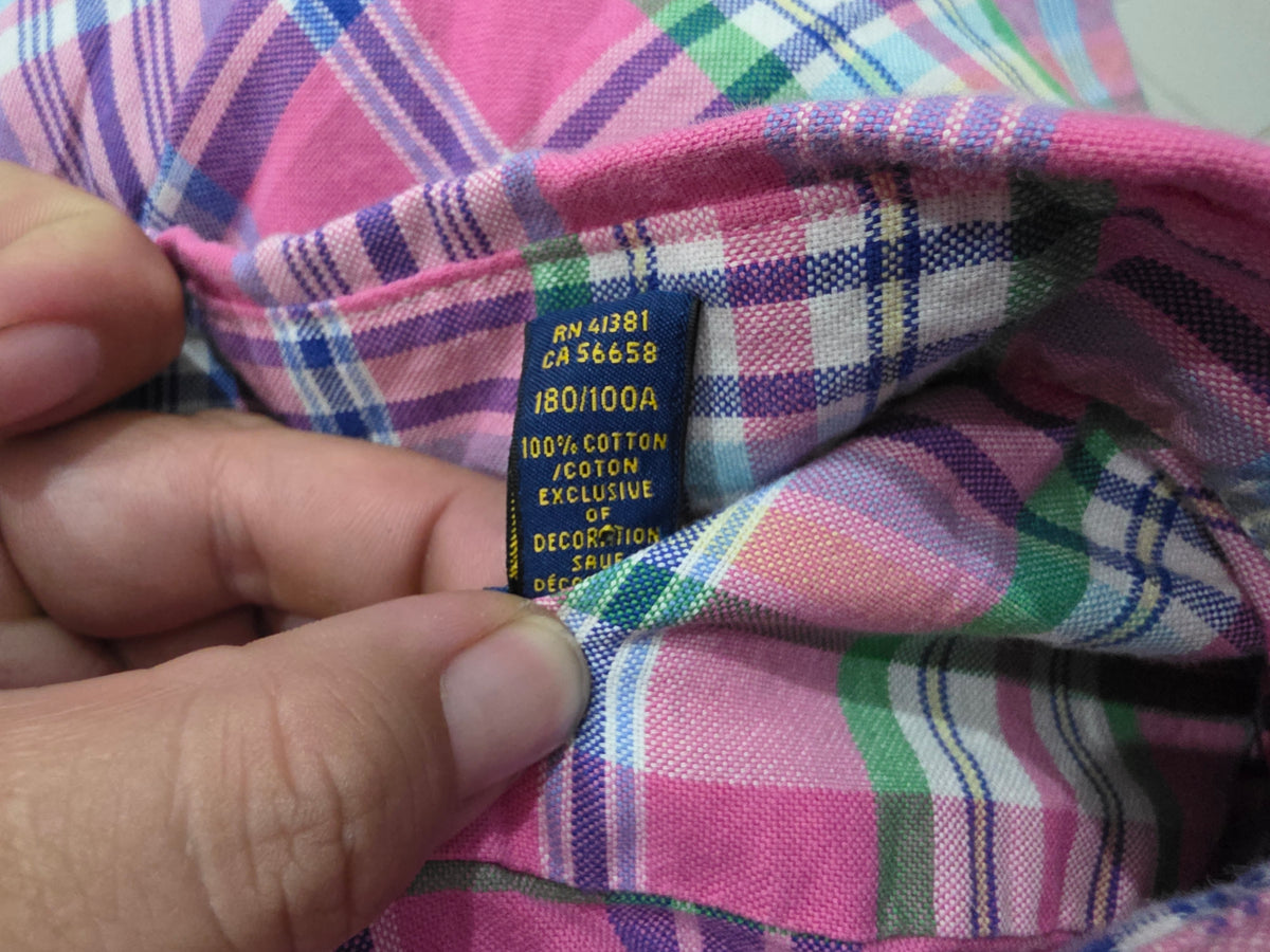 Camisa Ralph Lauren Grande L Rosa, Azul Y Verde Cuadros (Usado)