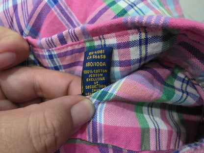 Camisa Ralph Lauren Grande L Rosa, Azul Y Verde Cuadros (Usado)
