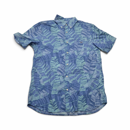 Camisa Manga Corta Vineyard Vines Classic Fit Azul Hojas (Usado)