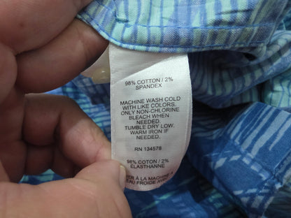 Camisa Manga Corta Vineyard Vines Classic Fit Azul Hojas (Usado)
