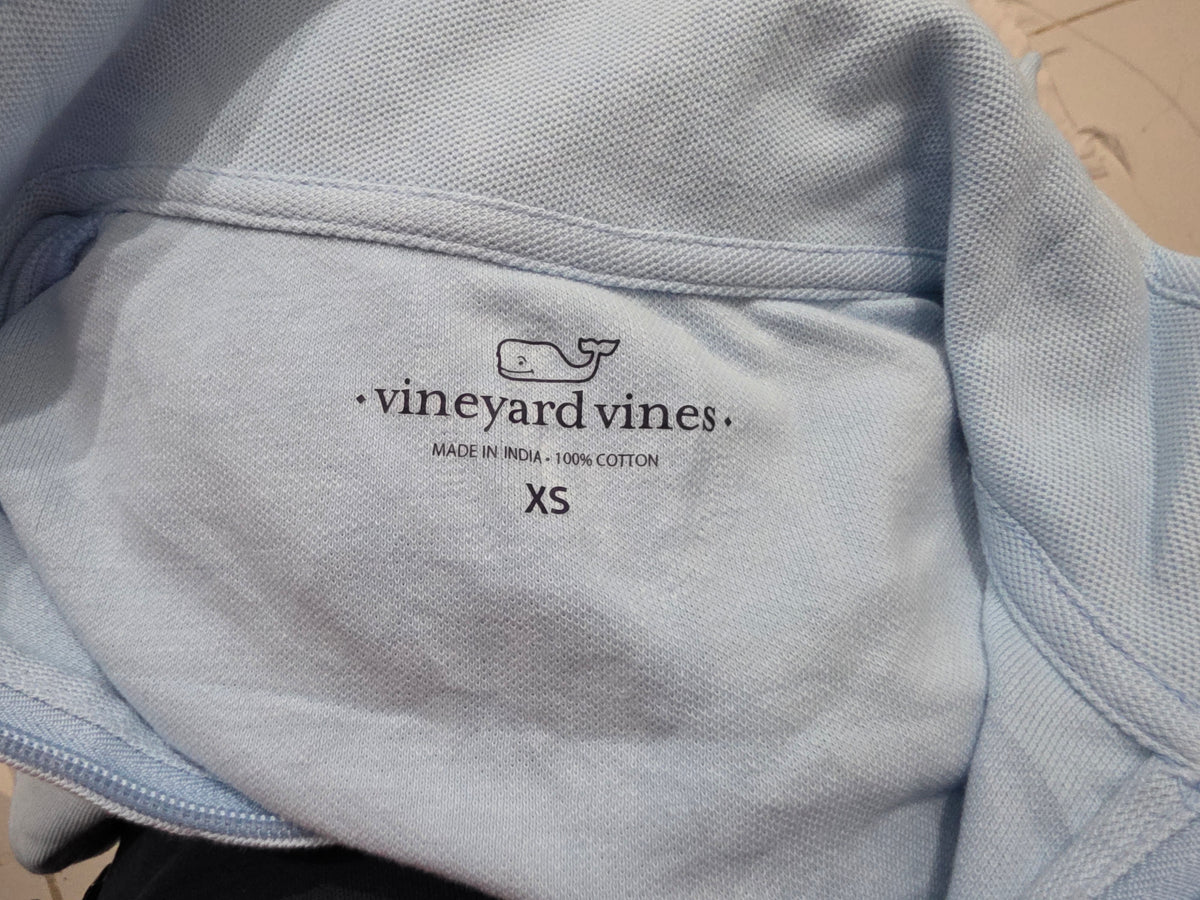 Sudadera Vineyard Vines Xchico Xs Azul Claro Cierre Corto (Nueva)