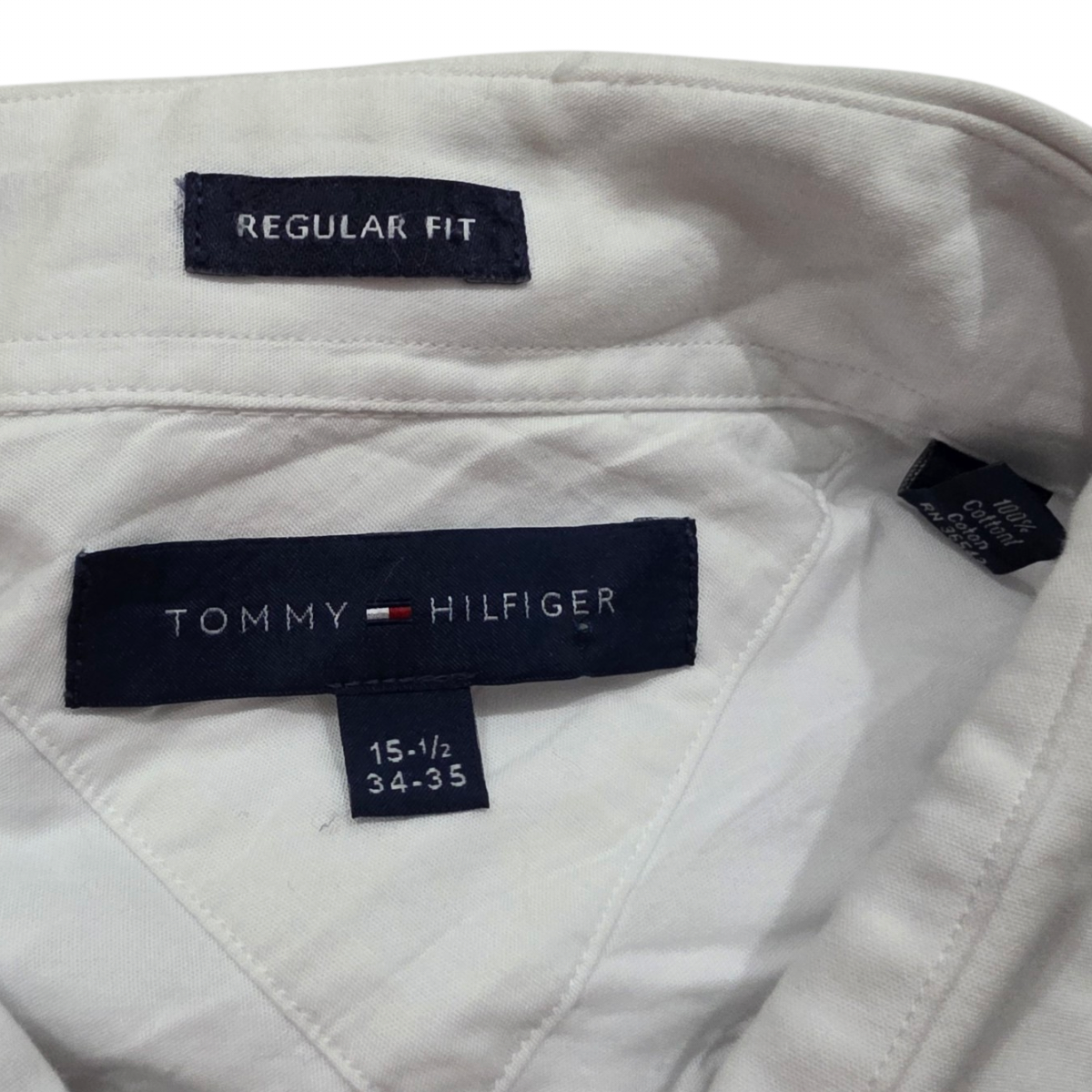 Camisa Tommy Hilfiger 15 1/2 34-35 Regular Fit Blanca (Usado)