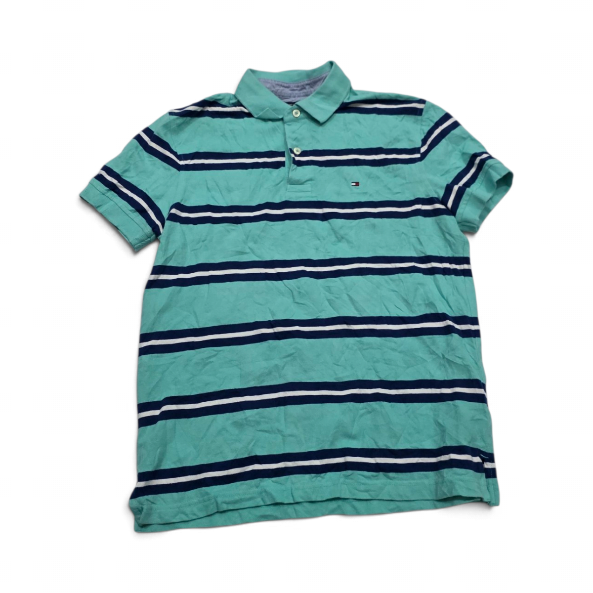 Playera Tommy Hilfiger Mediana M Polo Turquesa Lineas (Usado)