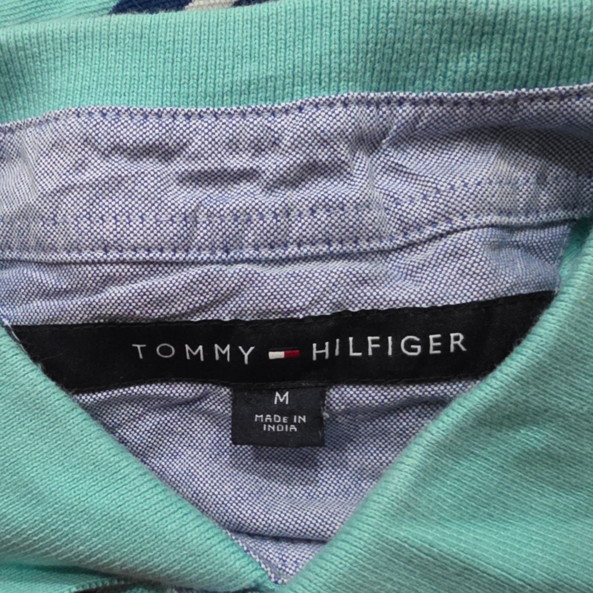 Playera Tommy Hilfiger Mediana M Polo Turquesa Lineas (Usado)