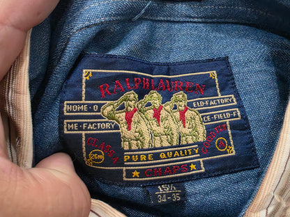 Camisa Chaps Ralph Lauren 15 1/2 34-35 Vintage Cafe Lineas (Usado)