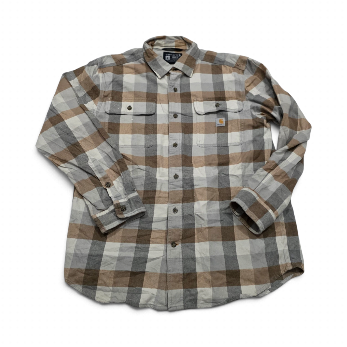 Camisa Carhartt Mediana M Loose Fit Cafe Gris Franela (Usado)