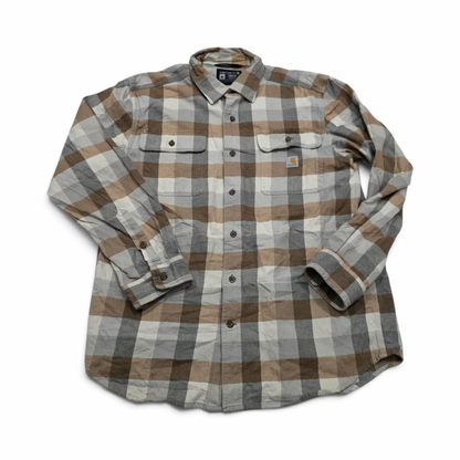 Camisa Carhartt Mediana M Loose Fit Cafe Gris Franela (Usado)