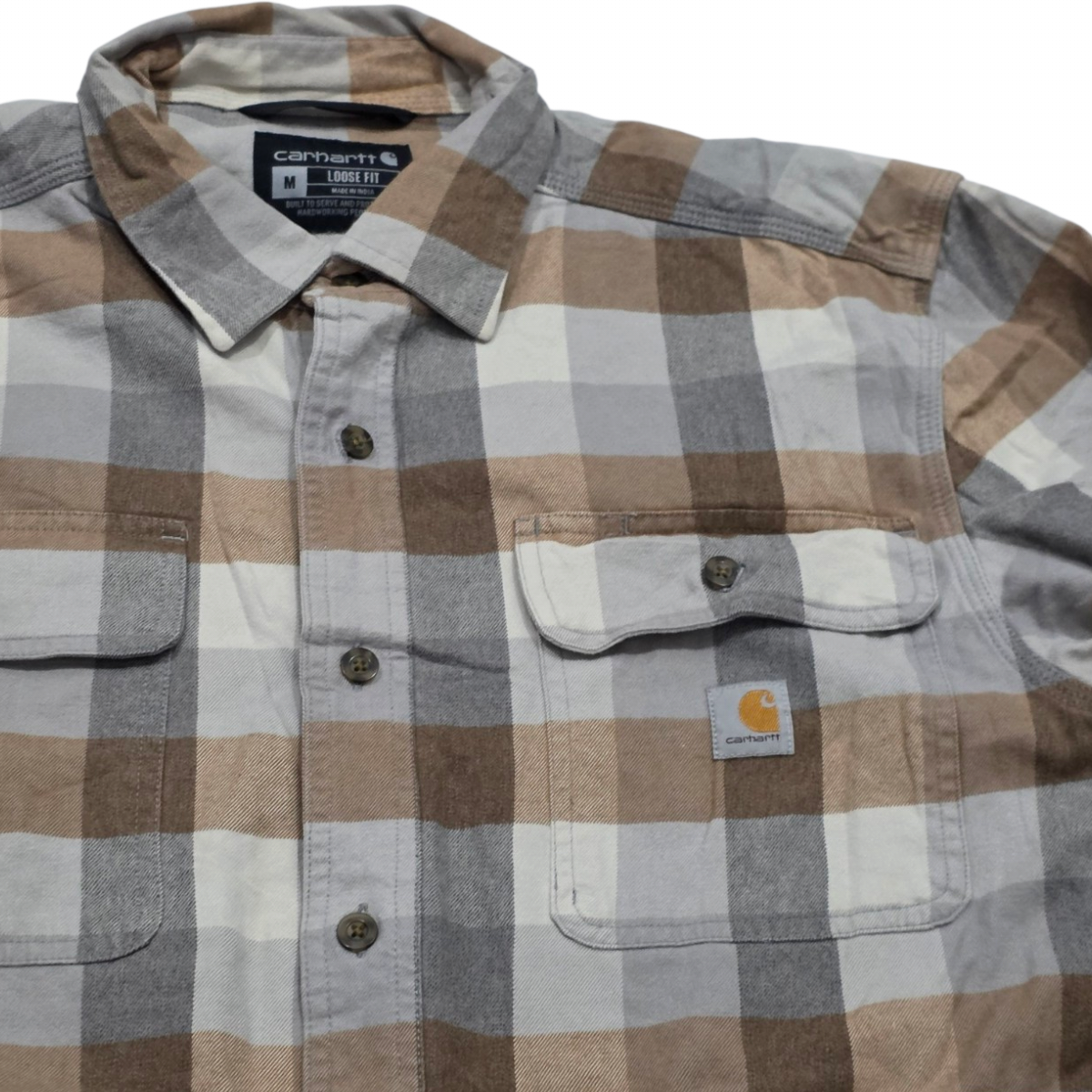 Camisa Carhartt Mediana M Loose Fit Cafe Gris Franela (Usado)