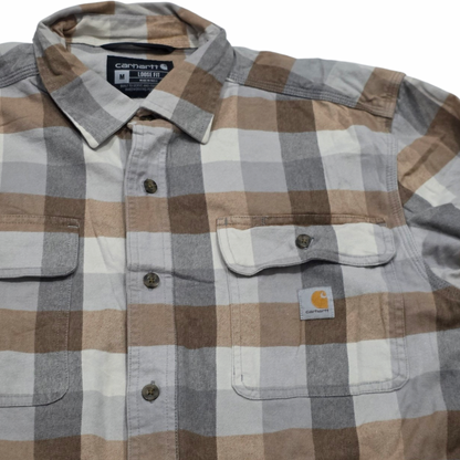 Camisa Carhartt Mediana M Loose Fit Cafe Gris Franela (Usado)