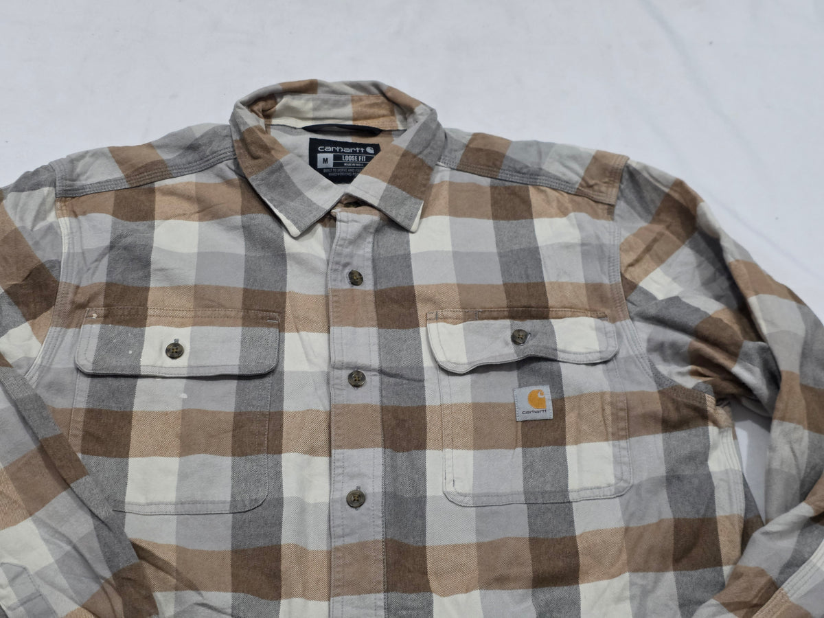 Camisa Carhartt Mediana M Loose Fit Cafe Gris Franela (Usado)