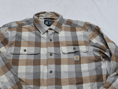 Camisa Carhartt Mediana M Loose Fit Cafe Gris Franela (Usado)