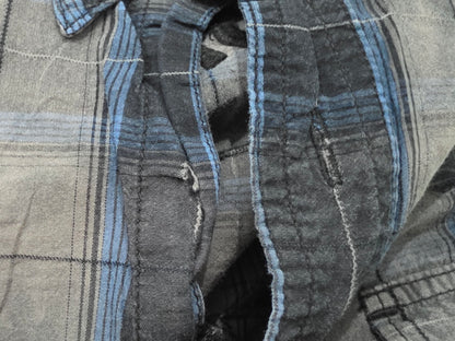 Camisa Harley Davidson Mediana M Gris Negro Y Azul Cuadro (Usado)