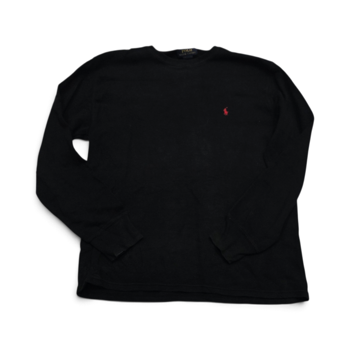 Playera Ralph Lauren Mediana M Negro Pony Rojo Manga Larga (Usado)