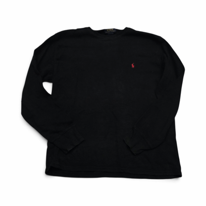 Playera Ralph Lauren Mediana M Negro Pony Rojo Manga Larga (Usado)
