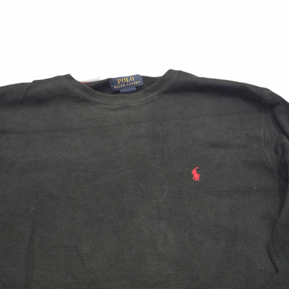 Playera Ralph Lauren Mediana M Negro Pony Rojo Manga Larga (Usado)