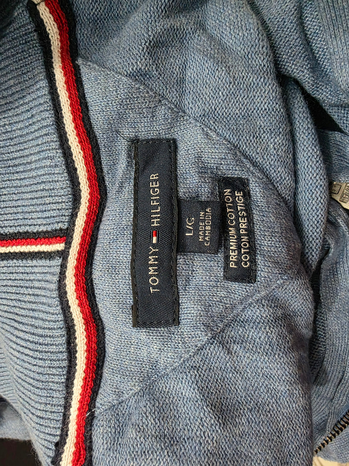 Sueter Tommy Hilfiger Grande L Azul Con Cierre (Usado)