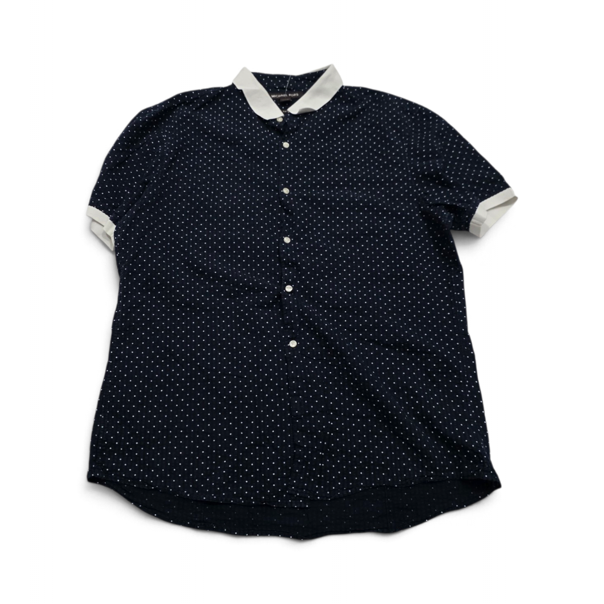 Camisa Michael Kors Grande L Slim Fit Azul Puntos Blancos (Usado)