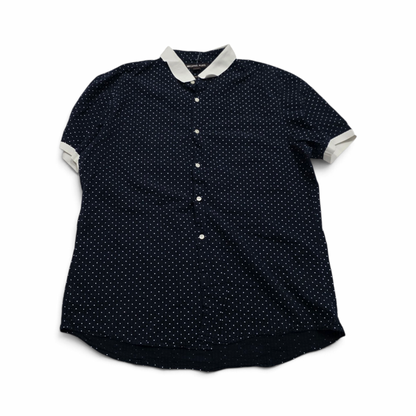 Camisa Michael Kors Grande L Slim Fit Azul Puntos Blancos (Usado)