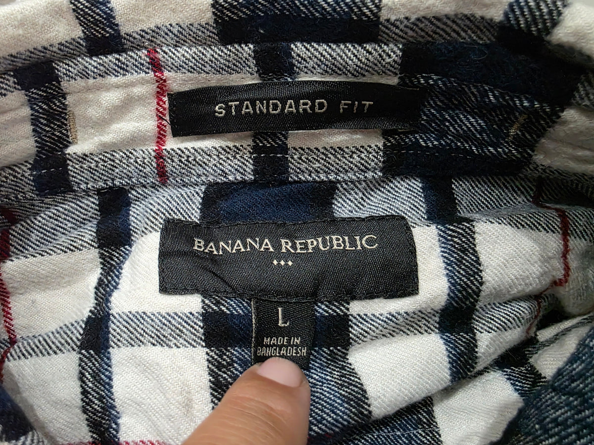 Camisa Banana Republic Grandestandardfit Franela Azul Blanco (Usado)